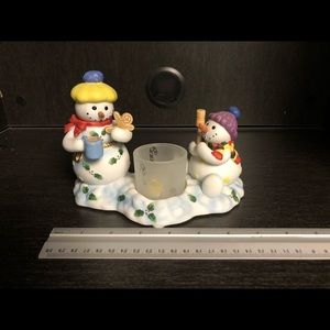 Partylite Retired Snow people tea light holder